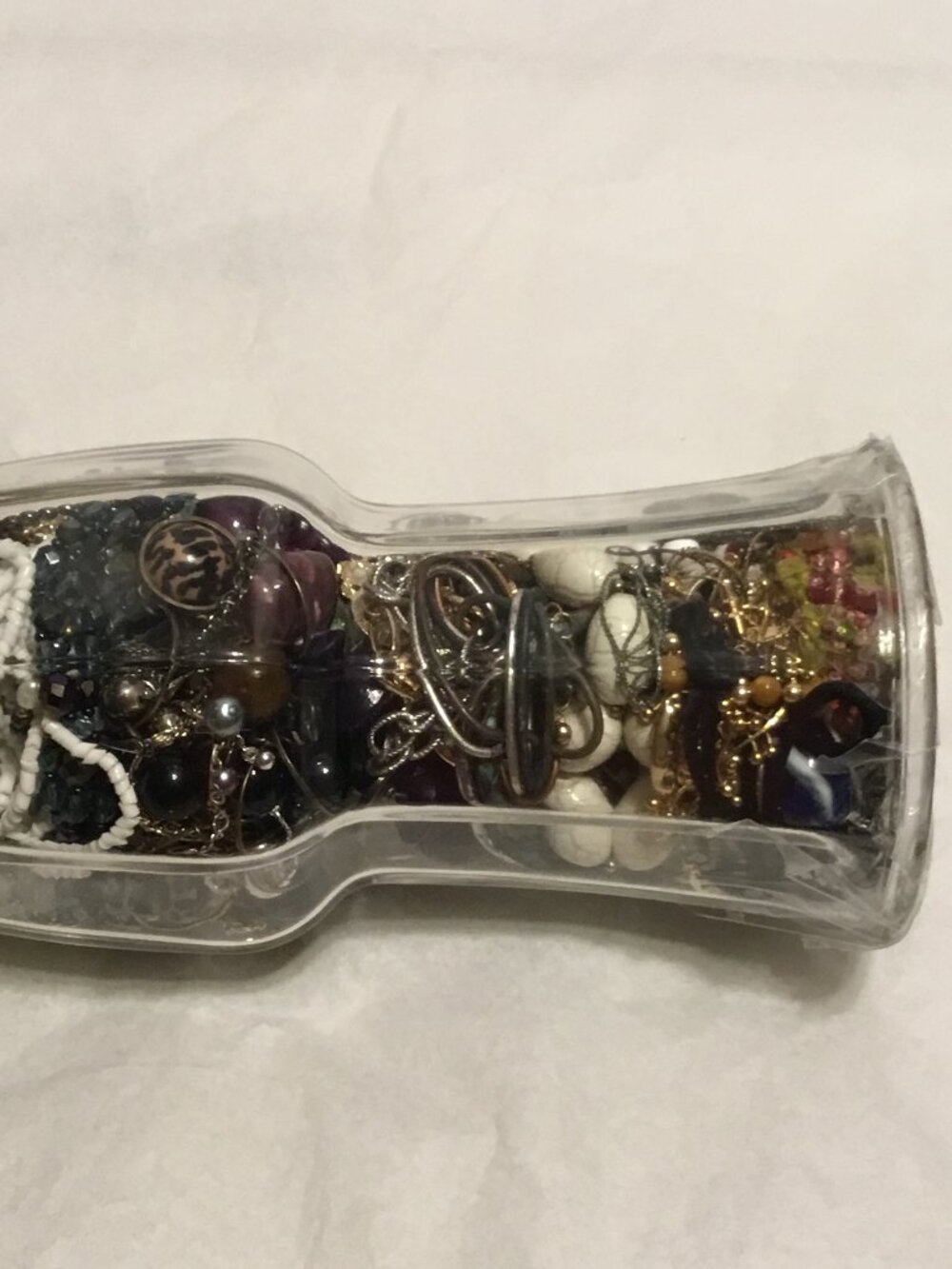 Tall, heavy glass vase filled with lots of good jewelry - Picture 9 of 11